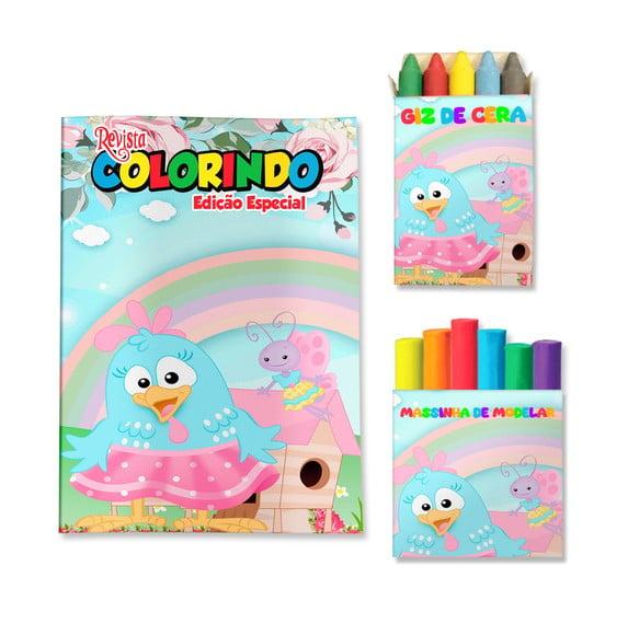 Livro de Colorir Massinha Galinha Pintadinha Personalizado | Kit 