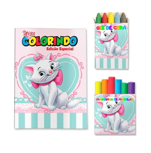 Livro de Colorir Massinha Gatinha Marie Personalizado | Kit Color