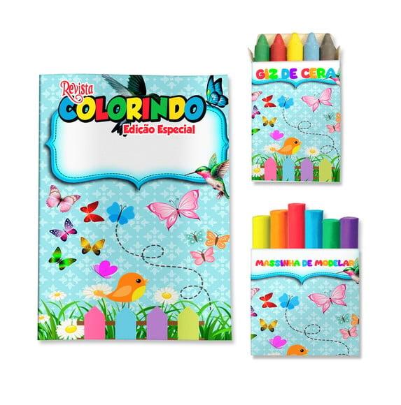 Livro de Colorir Massinha Jardim de Borboletas Rosa e Azul Person