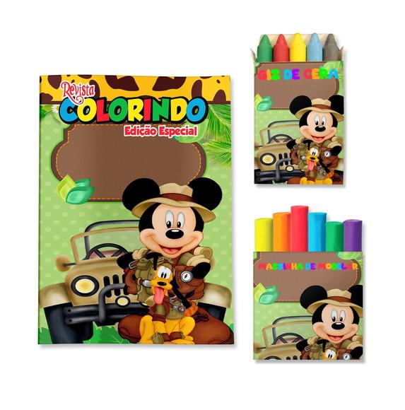 Livro de Colorir Massinha Mickey Safari Personalizado | Kit Color