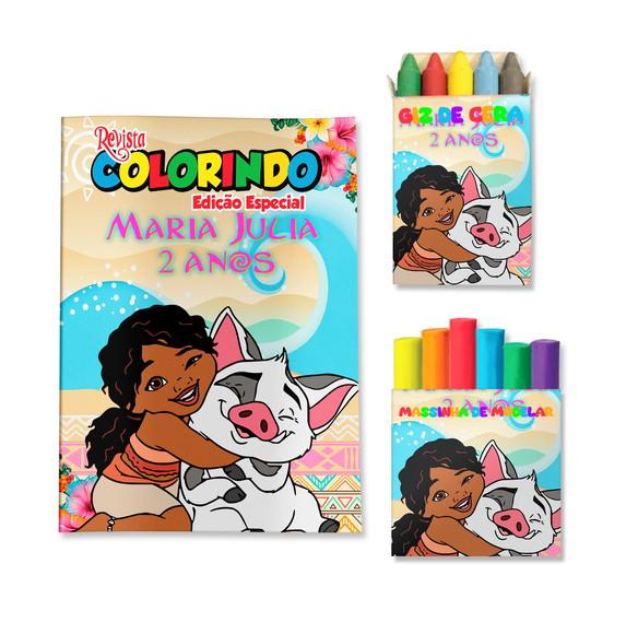 Livro de Colorir Massinha Moana 2 Personalizado | Kit Colorir Inf