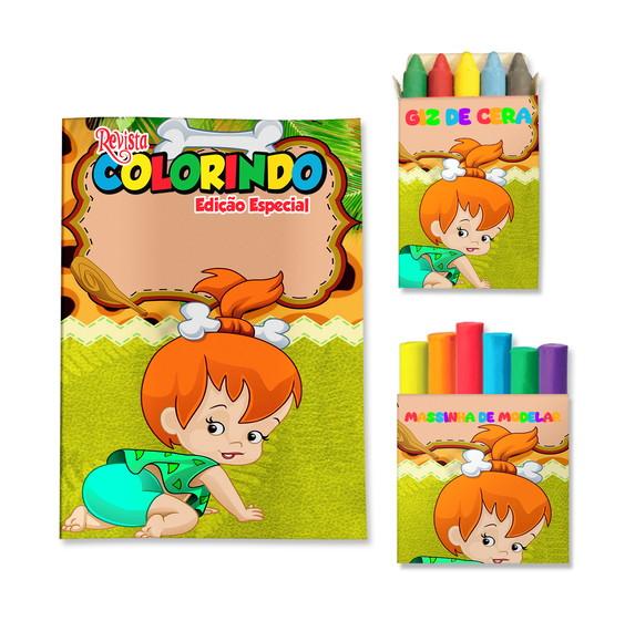 Livro de Colorir Massinha Pedrita Flintstone Personalizado | Kit 