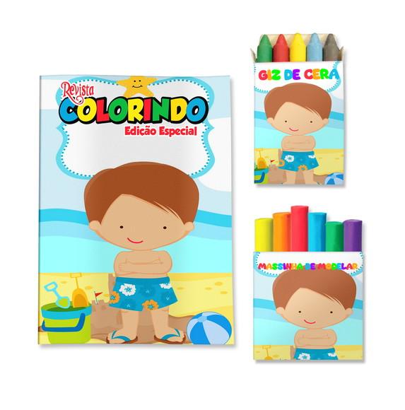 Livro de Colorir Massinha Pool Party Menino Personalizado | Kit C