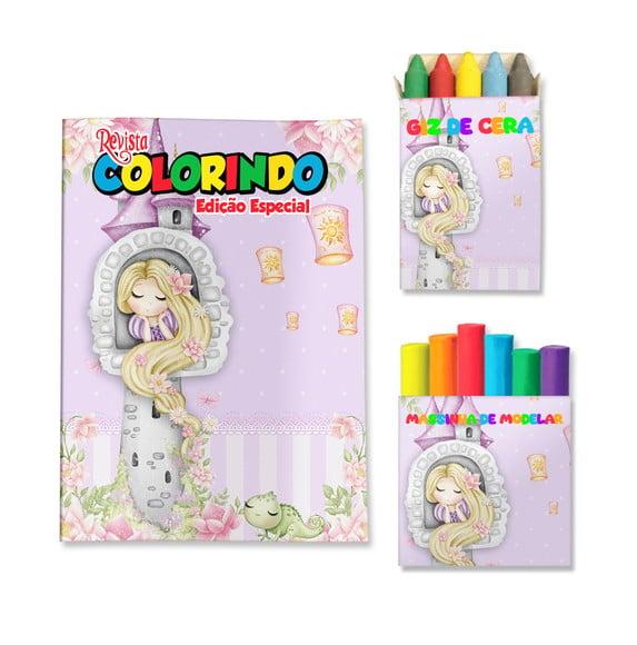 Livro de Colorir Massinha Rapunzel Enrolados Personalizado | Kit 