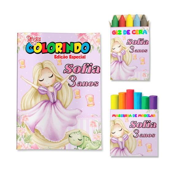 Livro de Colorir Massinha Rapunzel Enrolados Personalizado | Kit 