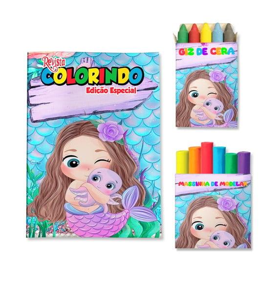 Livro de Colorir Massinha Sereia Personalizado | Kit Colorir Infa