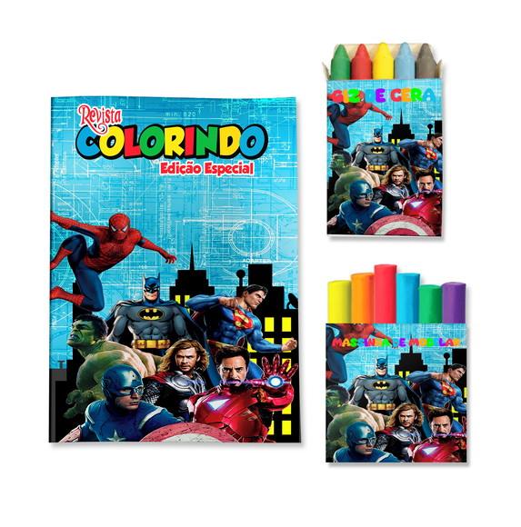 Livro de Colorir Massinha Vingadores Personalizado | Kit Colorir 