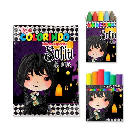 Livro de Colorir Massinha Wandinha Personalizado | Kit Colorir In