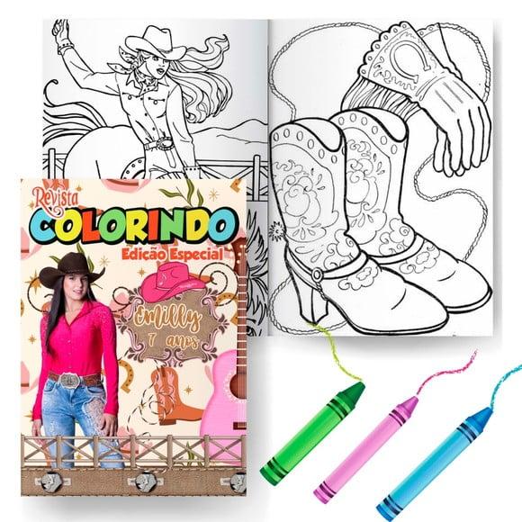 Livro de Colorir Ana Castela G 15x21+giz Personalizado | Kit Colo