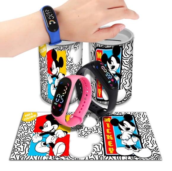 Kit Lembrancinha Mickey Relógio + Cofrinho Personalizado | Lembr