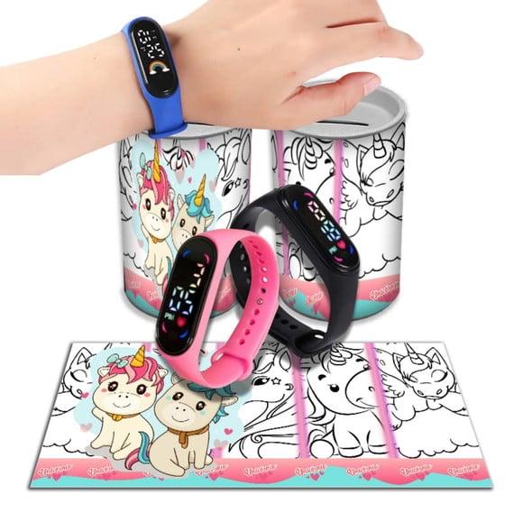 Kit Lembrancinha Unicórnio Relógio + Cofrinho Personalizado | L