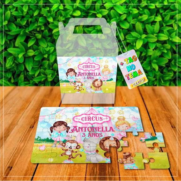 Quebra Cabeça Personalizado Circo Rosa Aquarela 24 Peças | Lemb
