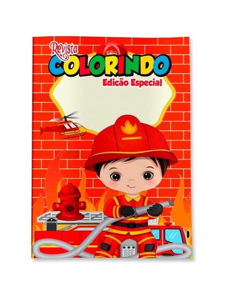 Livro de Colorir Bombeiro 14x10 Personalizado | Kit Colorir Infan