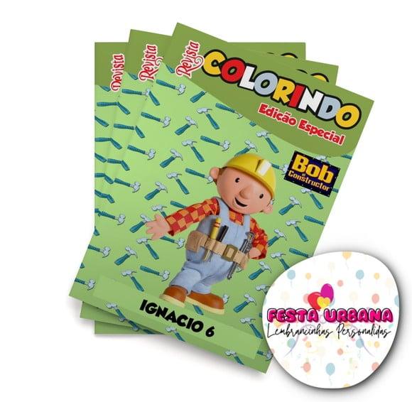 Livro de Colorir Bob o Construtor 14x10 Personalizado | Kit Color