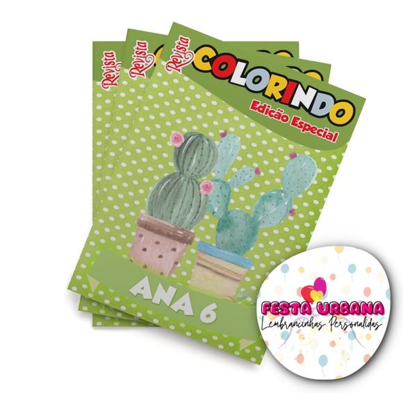 Livro de Colorir Cactus 14x10 Personalizado | Kit Colorir Infanti