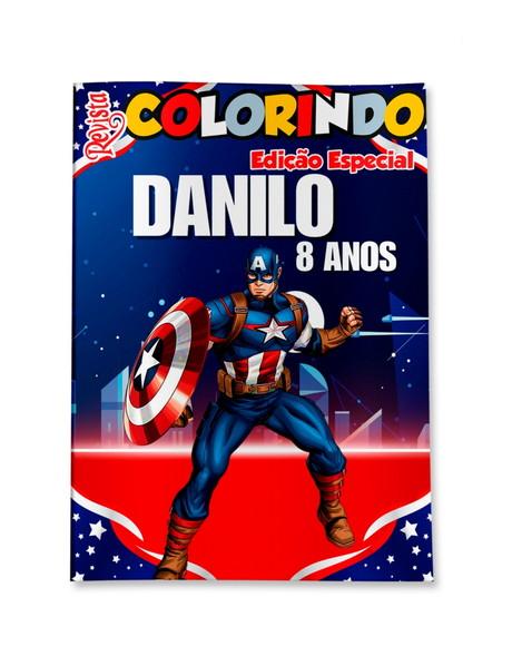 Livro de Colorir Capitão América 14x10 Personalizado | Kit Colo