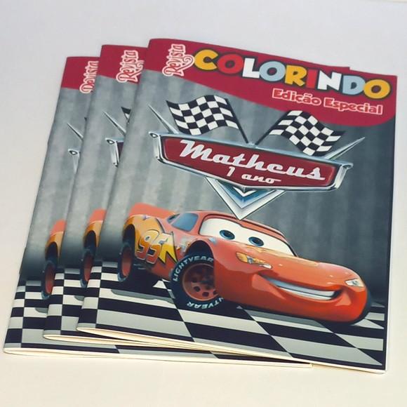Livro de Colorir Carros Relâmpago Mcqueen 14x10 Personalizado | 