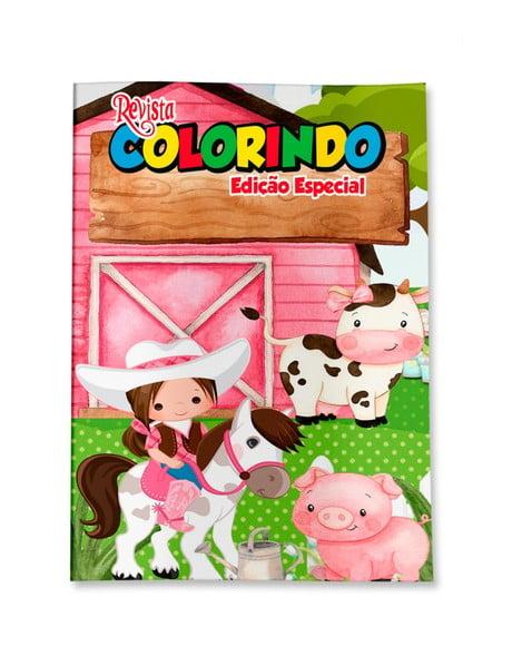 Livro de Colorir Fazendinha Menina 14x10 cm Personalizado | Kit C