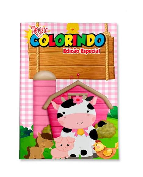 Livro de Colorir Fazendinha Menina 14x10 cm Personalizado | Kit C