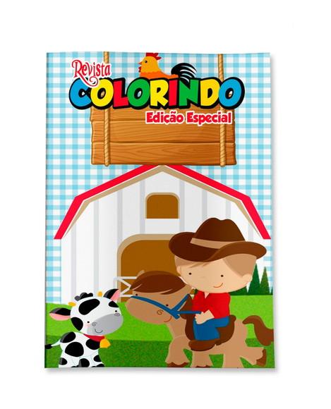 Livro de Colorir Fazendinha Menino 14x10 cm Personalizado | Kit C