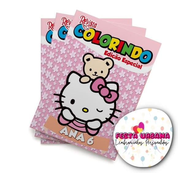 Livro de Colorir Hello Kitty 14x10 Personalizado | Kit Colorir In