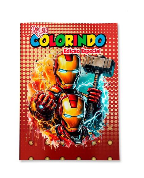 Livro de Colorir Homem de Ferro 14x10 Personalizado | Kit Colorir