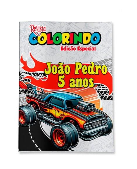 Livro de Colorir Hot Wheels 14x10 Personalizado | Kit Colorir Inf