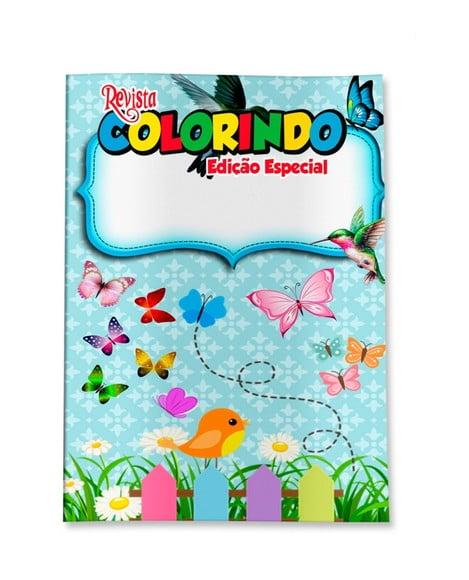 Livro de Colorir Jardim de Borboletas Azul 14x10 Personalizado | 