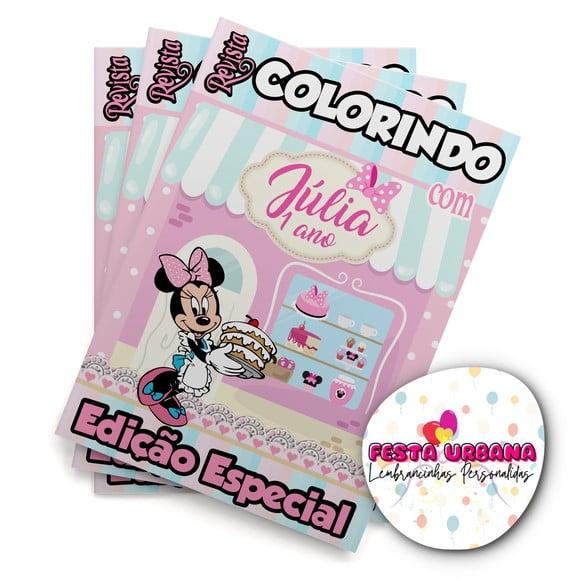 Livro de Colorir Minnie Confeiteira 14x10 Personalizado | Kit Col