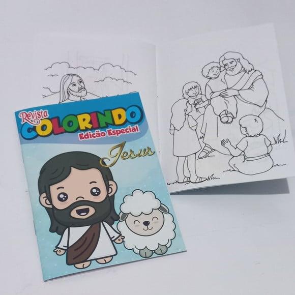 Livro de Colorir Páscoa Jesus 14x10 Personalizado | Kit Colorir 