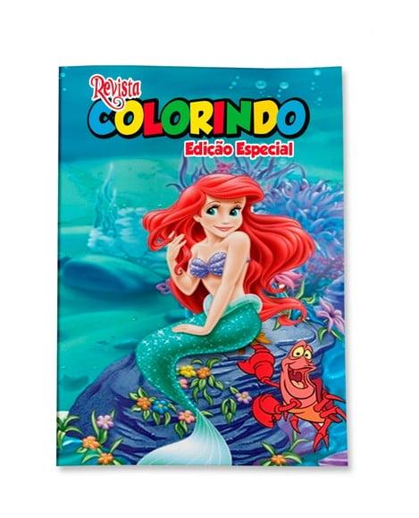 Livro de Colorir Pequena Sereia Ariel 14x10 Personalizado | Kit C