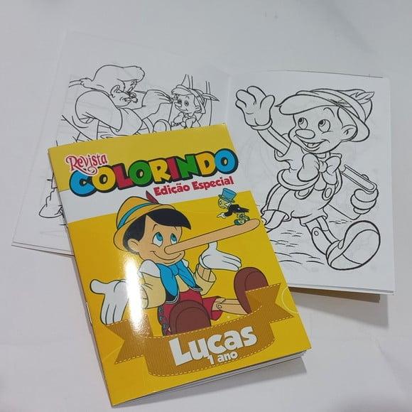 Livro de Colorir Pinóquio 14x10 Personalizado | Kit Colorir Infa