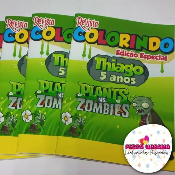 Livro de Colorir Plants Vs Zombies 14x10 Personalizado | Kit Colo