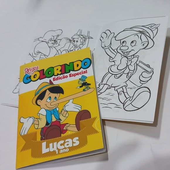 Livro de Colorir Pinóquio 14x10 Personalizado | Kit Colorir Infa