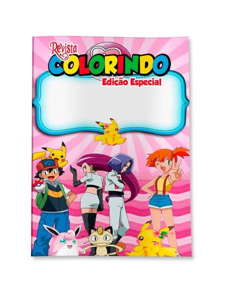 Livro de Colorir Pokémon Rosa 14x10 Personalizado | Kit Colorir 