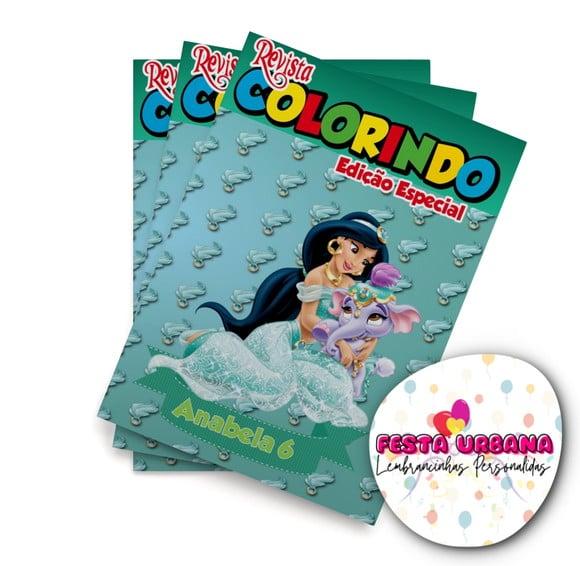 Livro de Colorir Princesa Jasmine 14x10 Personalizado | Kit Color