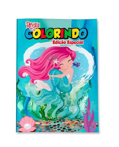 Livro de Colorir Sereia Aquarela 14x10 Personalizado | Kit Colori