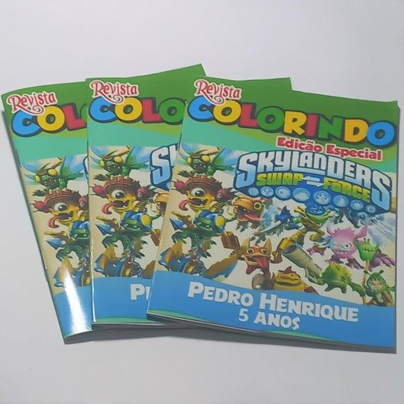Livro de Colorir Skylanders 14x10 Personalizado | Kit Colorir Inf