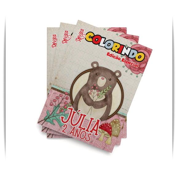 Livro de Colorir Urso Bosque Encantado Urso 14x10 Personalizado |