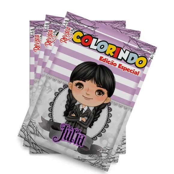 Livro de Colorir Wandinha Addams 14x10 cm Personalizado | Kit Col