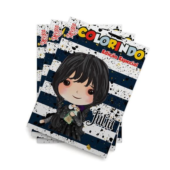 Livro de Colorir Wandinha Addams 14x10 cm Personalizado | Kit Col