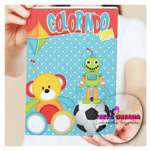 Livro de Colorir s Brinquedos Menino Tam G 15x21 Cm Personalizado