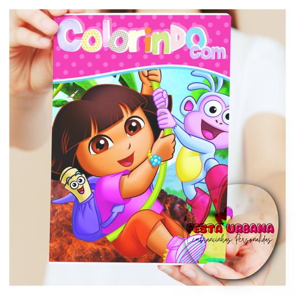 Livro de Colorir s Dora Aventureira Tam G 15x21 Cm Personalizado 