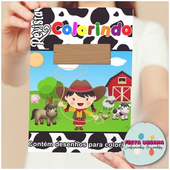 Livro de Colorir s Fazendinha Menina Tam G 15x21 Cm Personalizado
