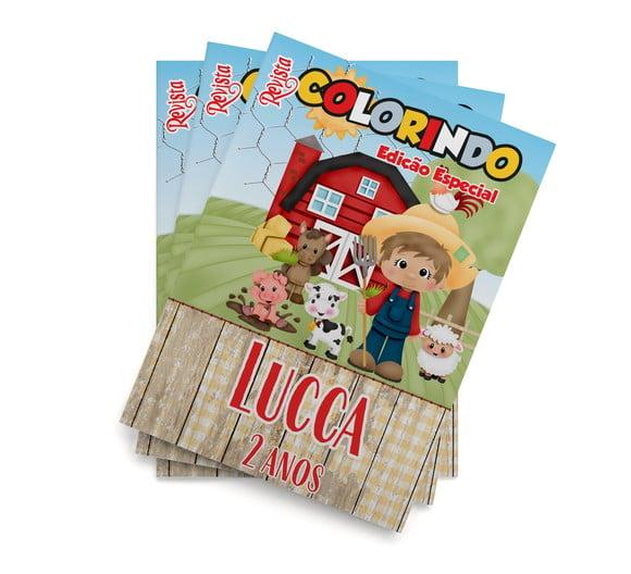 Livro de Colorir s Fazendinha Menino Tam 14x10 cm Personalizado |