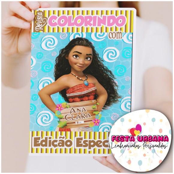 Livro de Colorir s Moana Tam G 15x21 Cm Personalizado | Kit Color