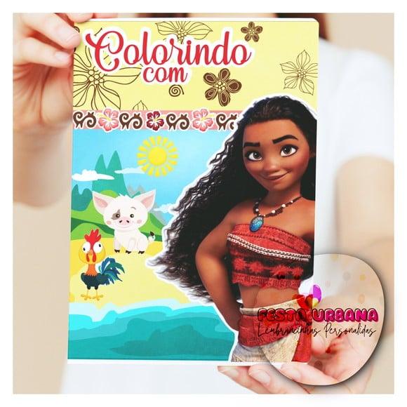 Livro de Colorir s Moana Tam G 15x21 Cm Personalizado | Kit Color