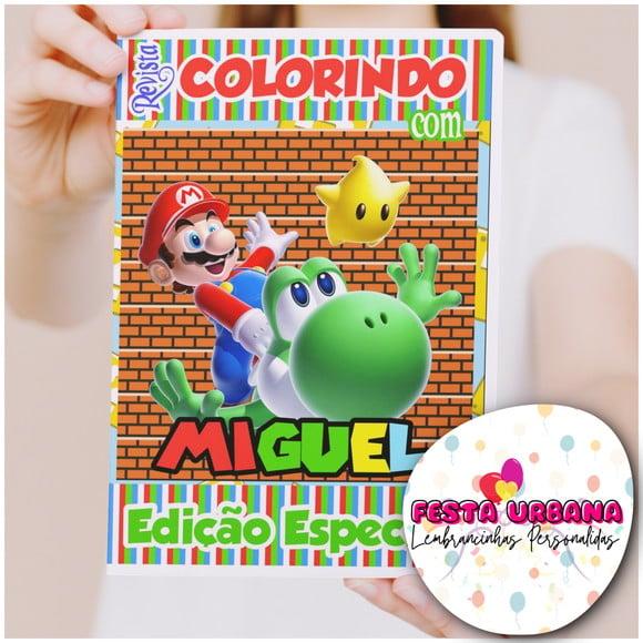 Livro de Colorir s Super Mario Tam G 15x21 Cm Personalizado | Kit