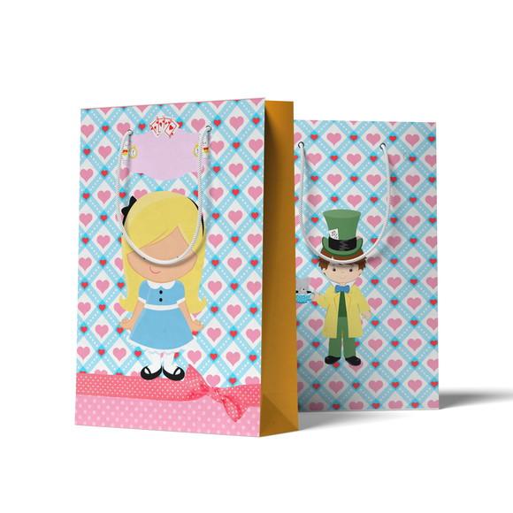 Sacolinha Personalizada Personalizada Alice no País das Maravilh