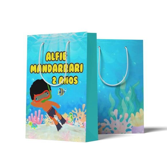 Sacolinha Personalizada Personalizada Fundo do Mar Menino | Lembr